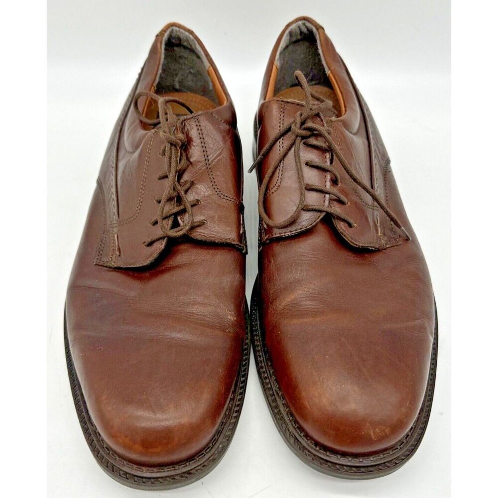 Trader Bay Leather Lace Up Oxford Dress Casual Shoe Mens Size 12D Brown- Italian